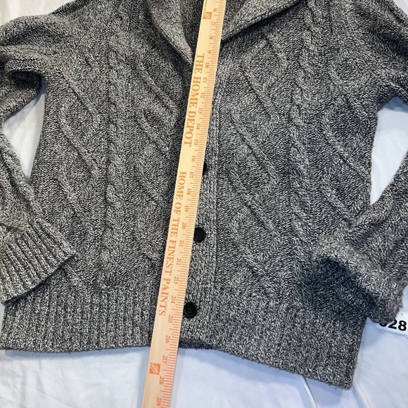 Men's Banana Republic Cable Knit Shawl Collar Button Up Cardigan Grey Size Large - Picture 5 of 7